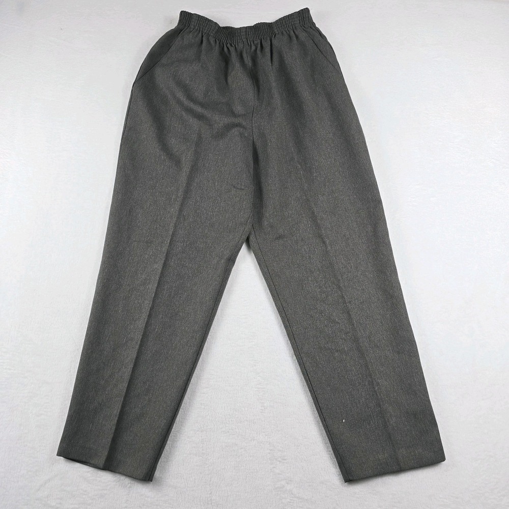 Briggs Petite Womens 14P Gray Elastic Waist Straight Leg Dress Pants Made in USA